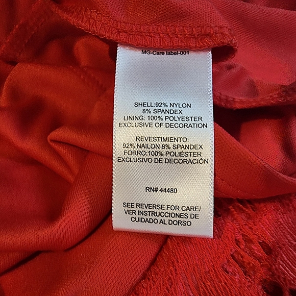 Womens M Material Girl Coral Red Lace Embroidered Sleeveless Coquette Mini Dress - Picture 7 of 7